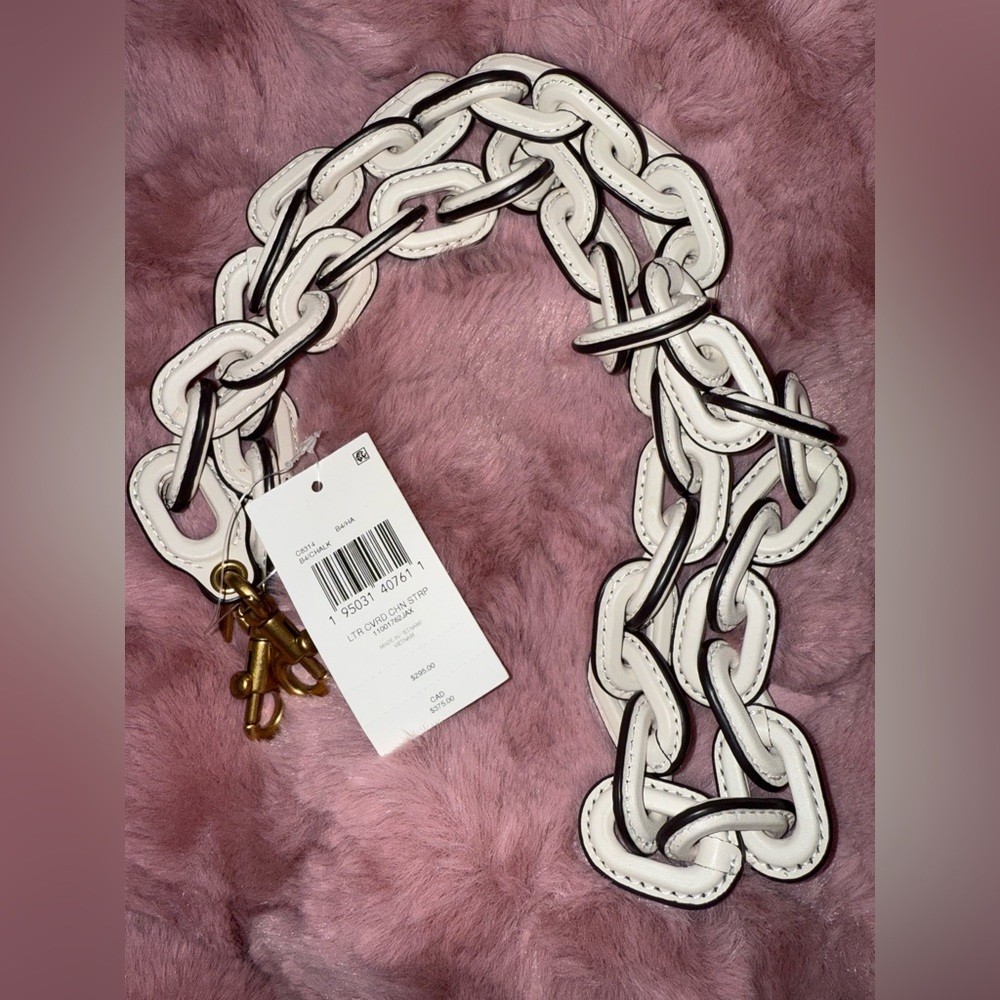 Coach Leather Chain Strap in Chalk